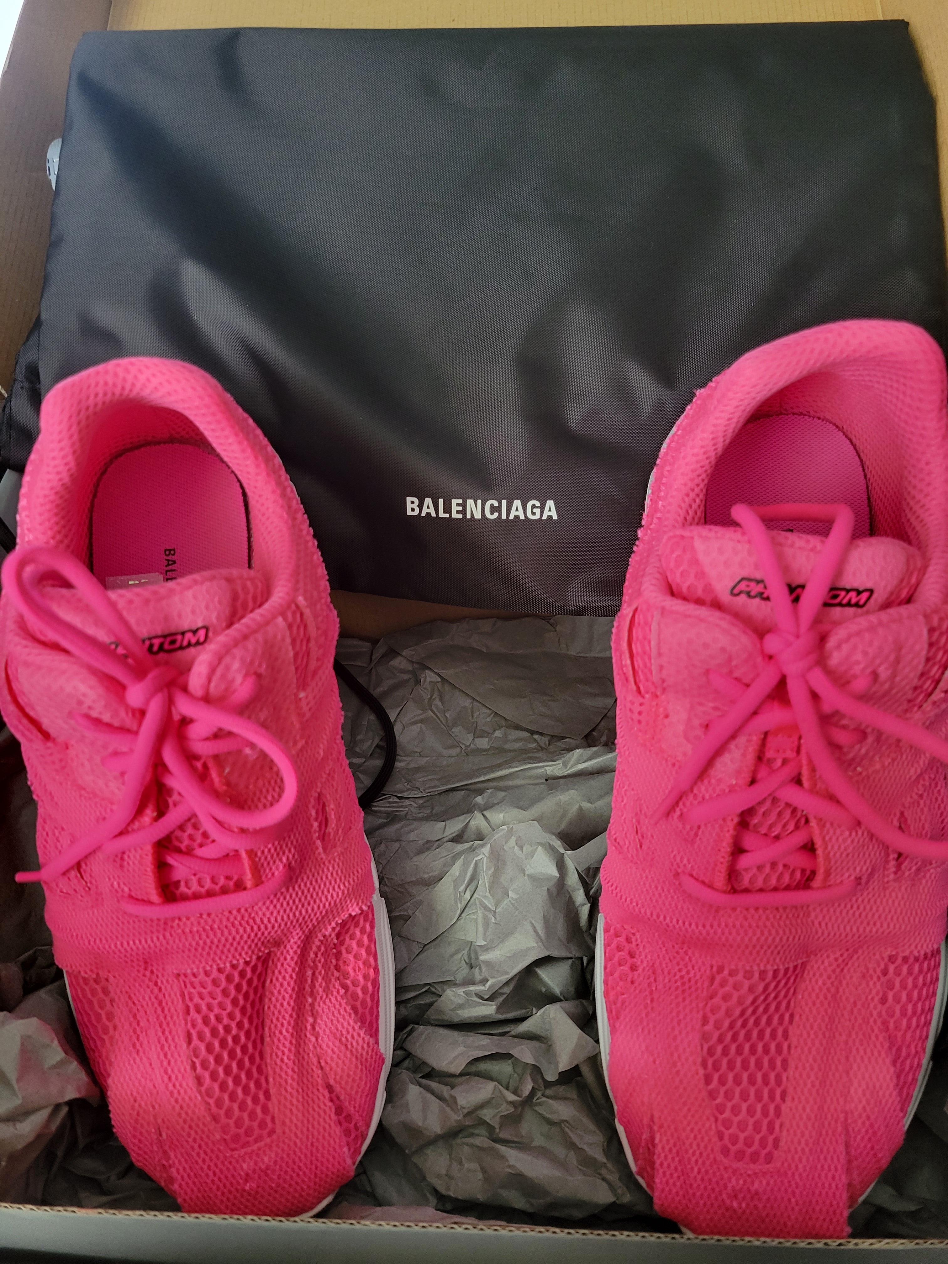 Balenciaga Women's Phantom Sneaker in Pink Fluo & White SIZE 41