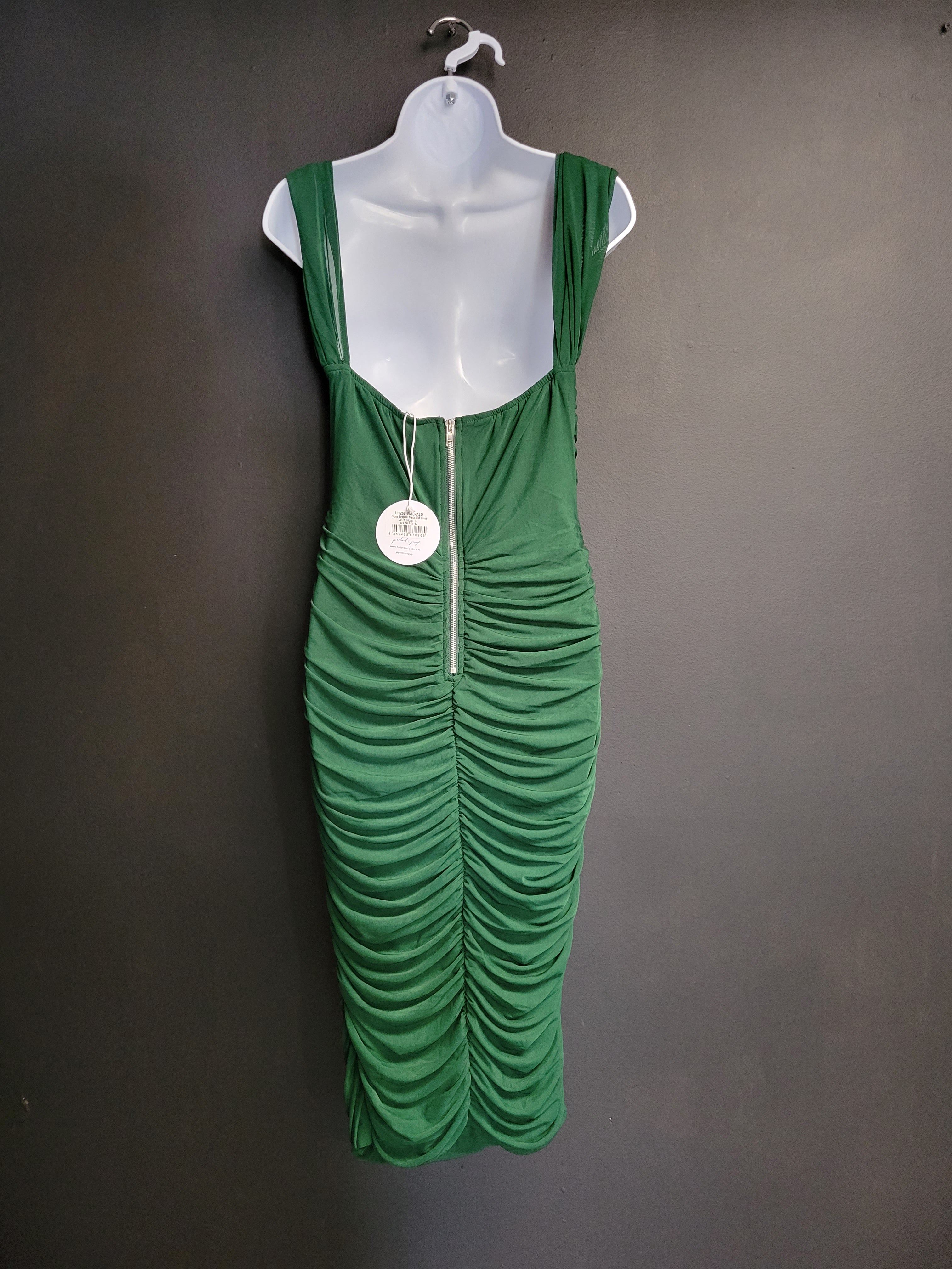 PETAL AND PUP Nique Strapless Mesh Midi Dress - Emerald NEW SIZE LARGE