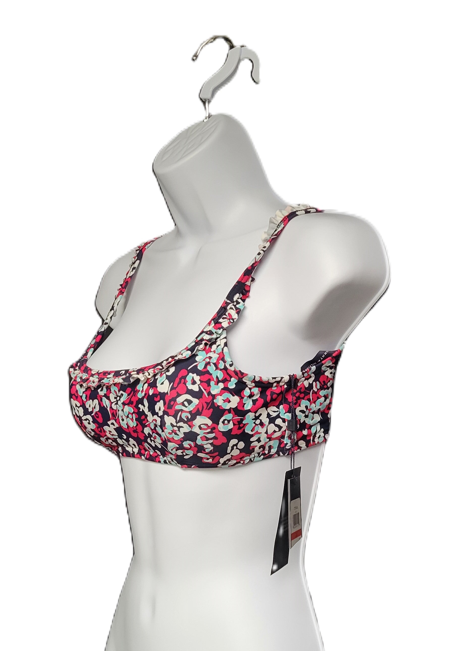 Tommy Hilfiger NEW Printed Ruffle Bikini Top Women's Swimsuit Size X-Small