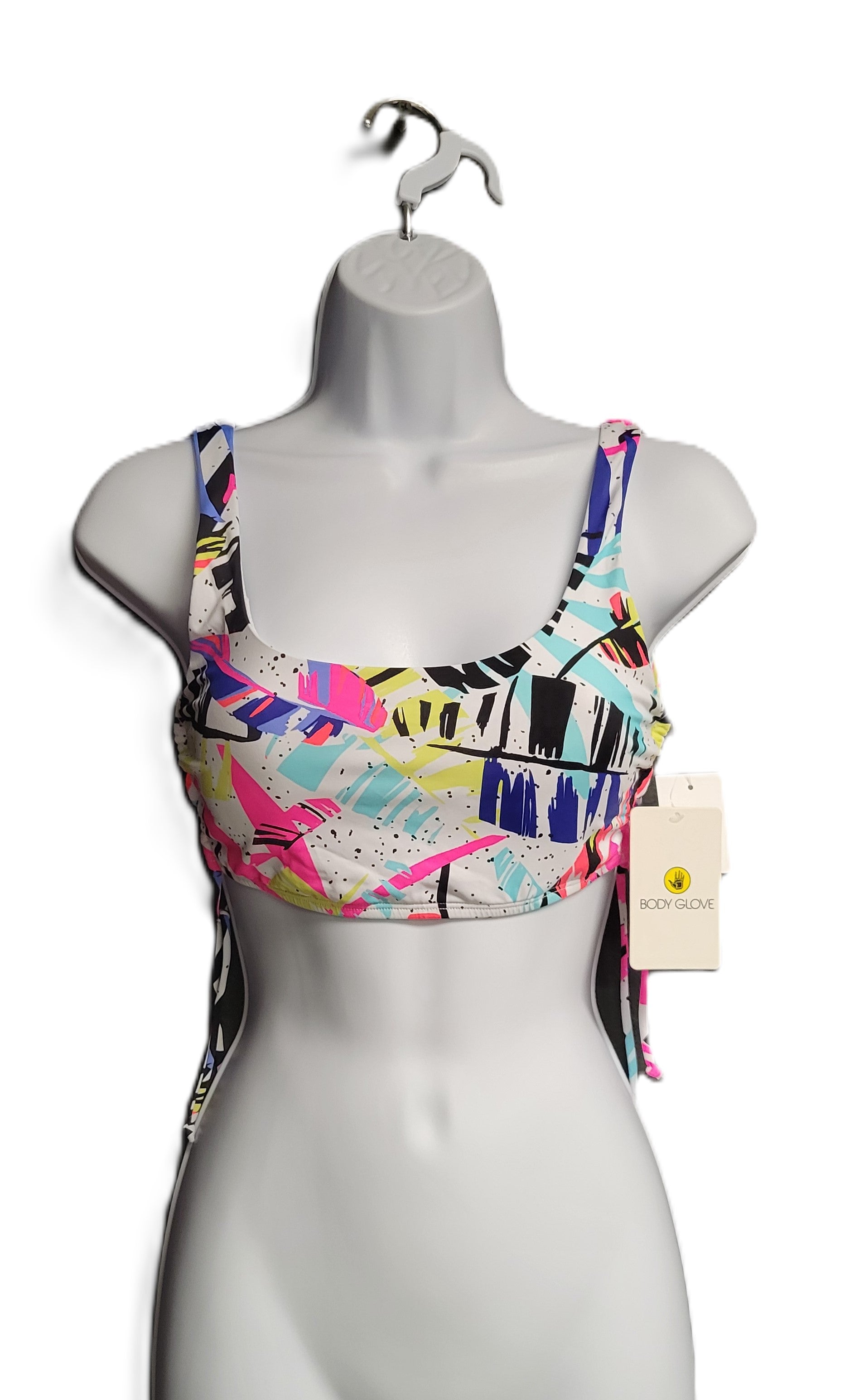 BODY GLOVE Juniors' Leaf Print Scoop Bikini Top Multi - Size Medium