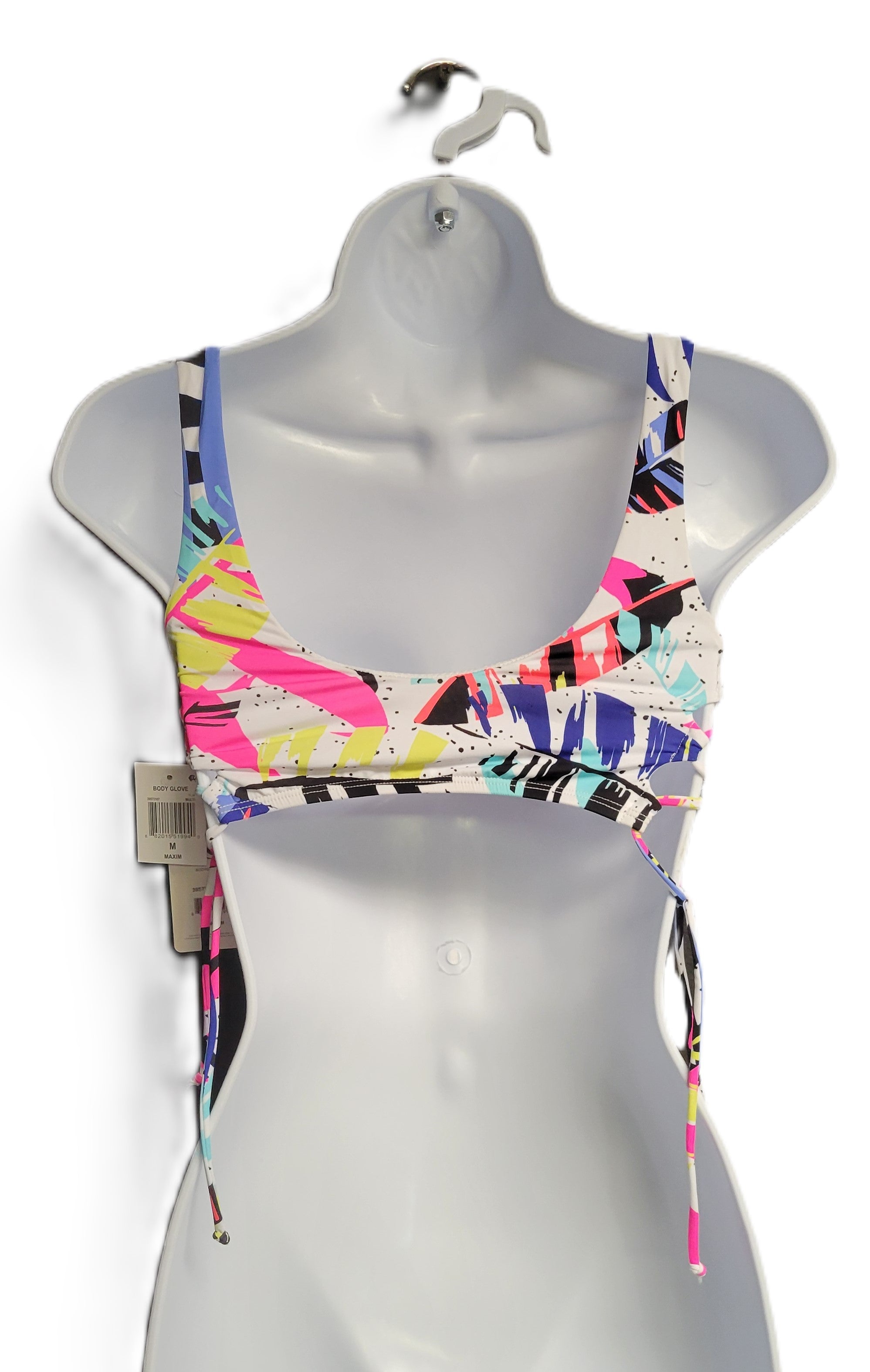BODY GLOVE Juniors' Leaf Print Scoop Bikini Top Multi - Size Medium