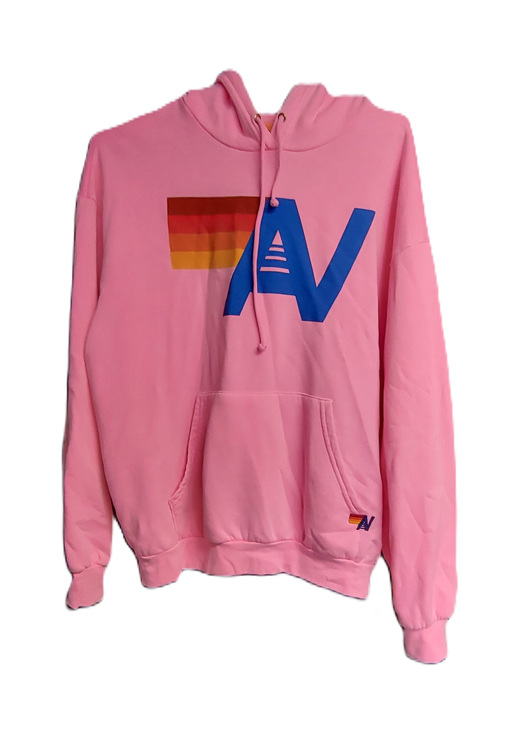 Aviator Nation Logo Pullover Hoodie in Neon Pink Size Medium