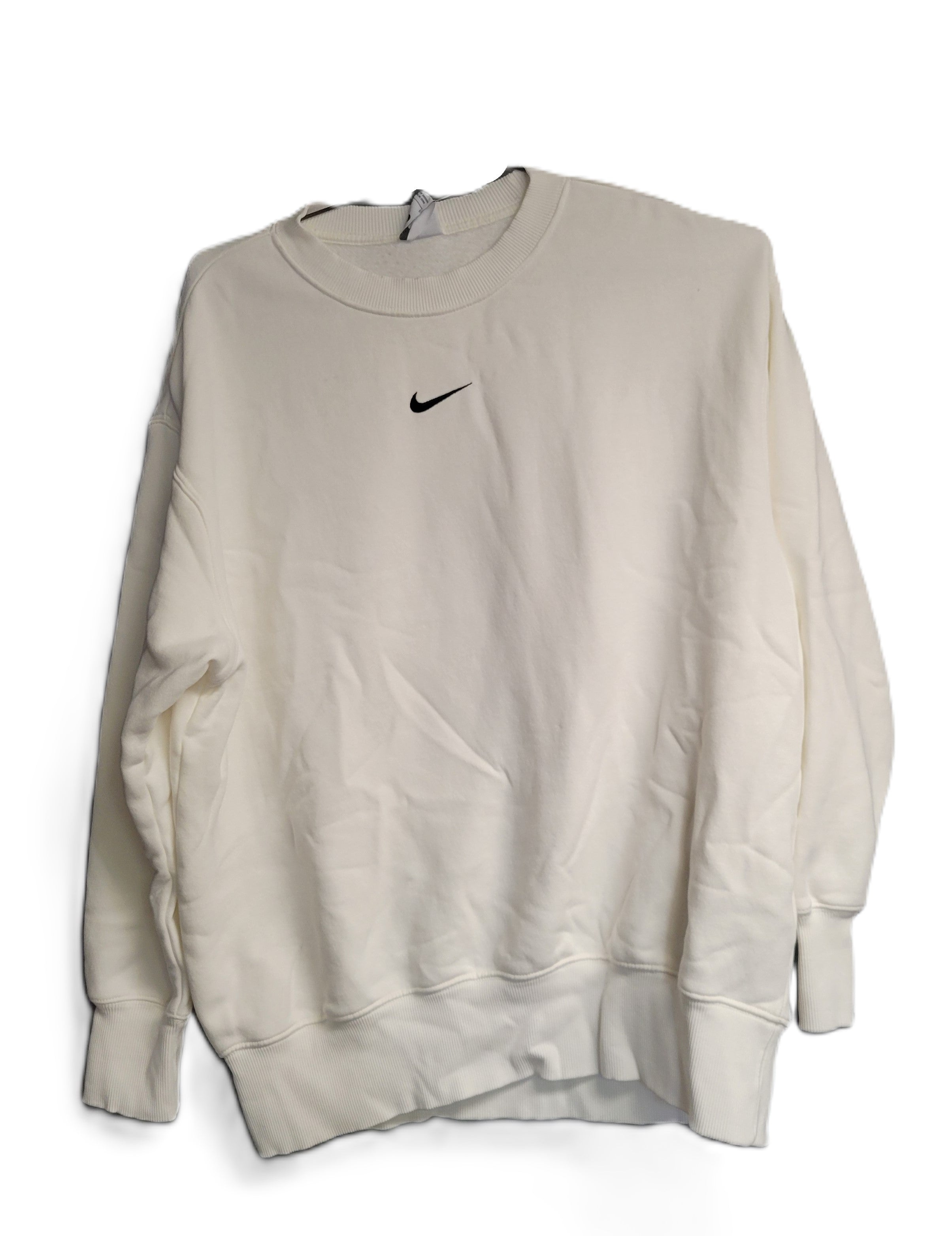 Nike NSW Fleece Crewneck Sweatshirt in Sail & Black Size Small