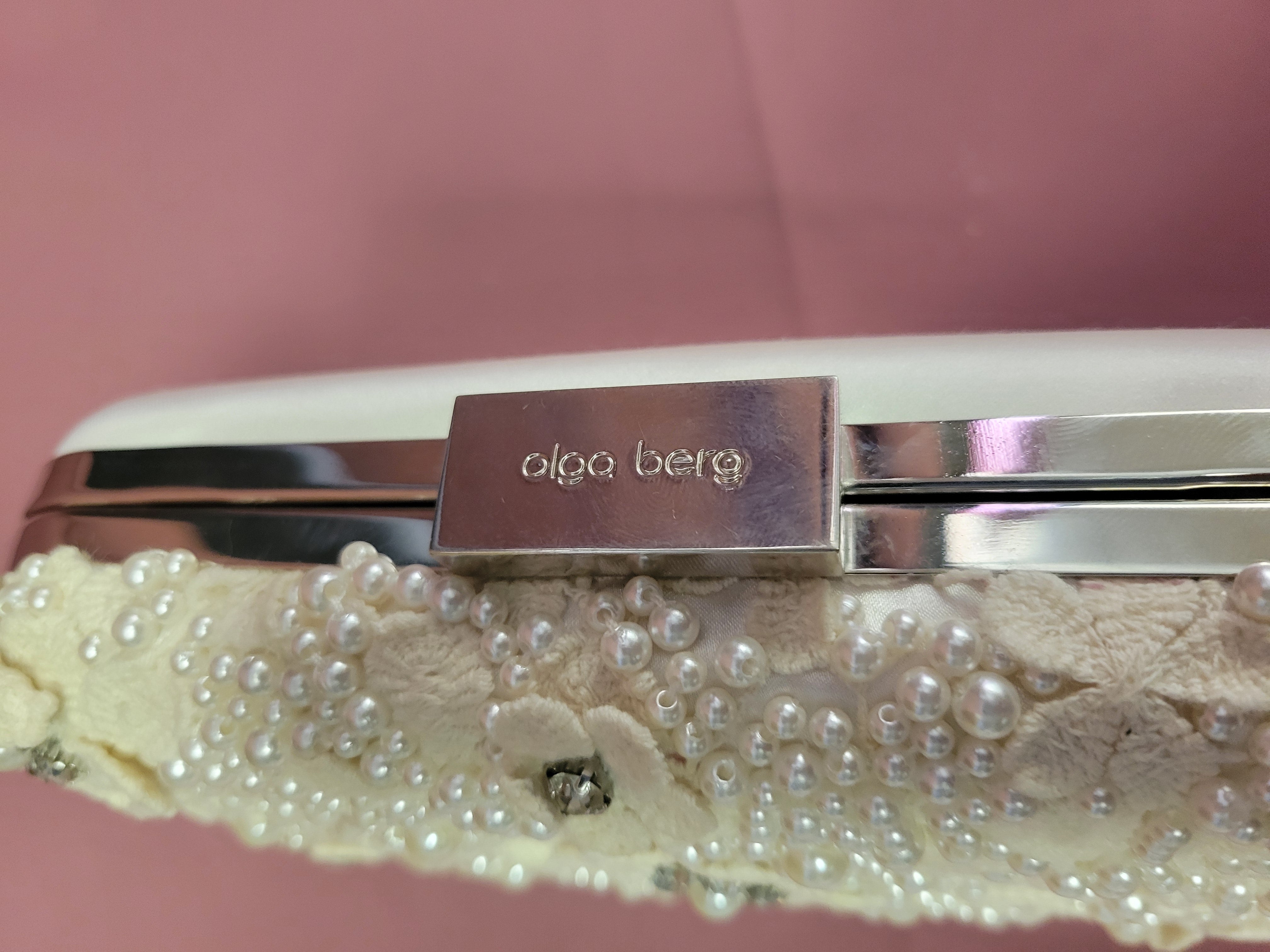 Olga Berg Beth Encrusted Pod Style Clutch in Ivory