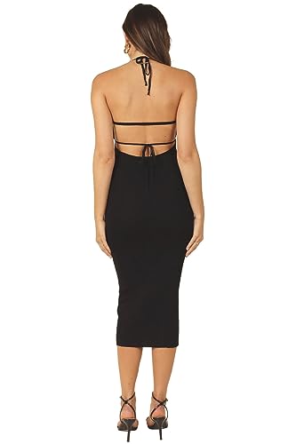 PETAL AND PUP WOMEN'S Tulla Cut Out Midi Dress - Black NEW SIZE LARGE