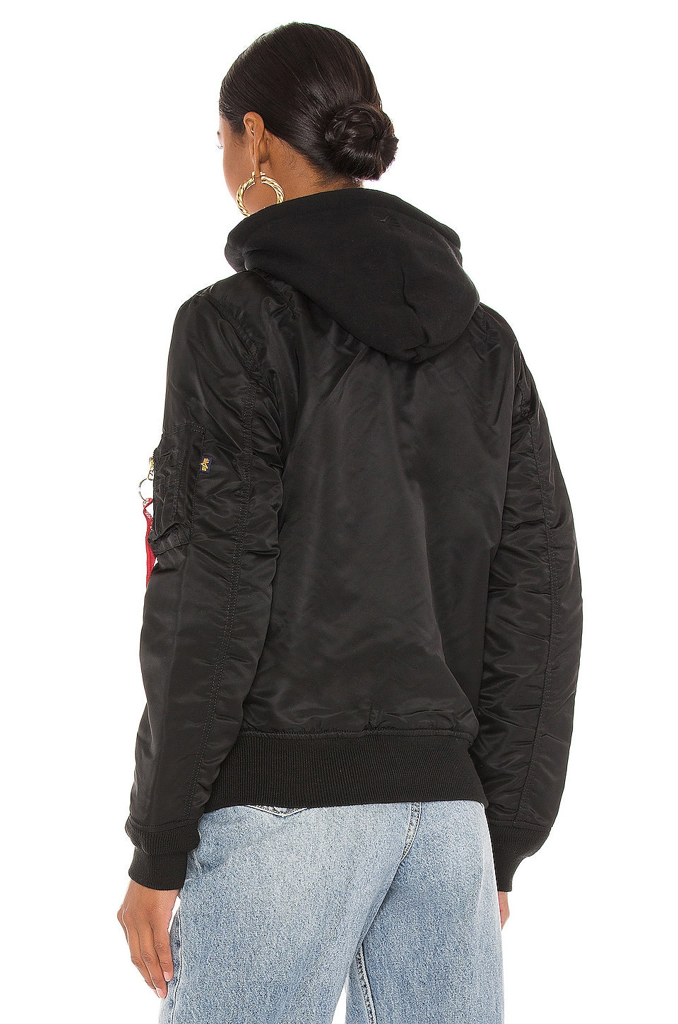 ALPHA INDUSTRIES MA-1 Natus Jacket in Black & New Silver Lining Size X-Small