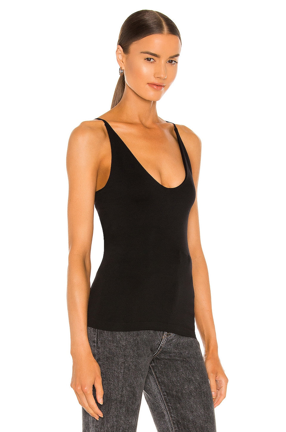 Free People Seamless V Neck Cami in Black Size XS