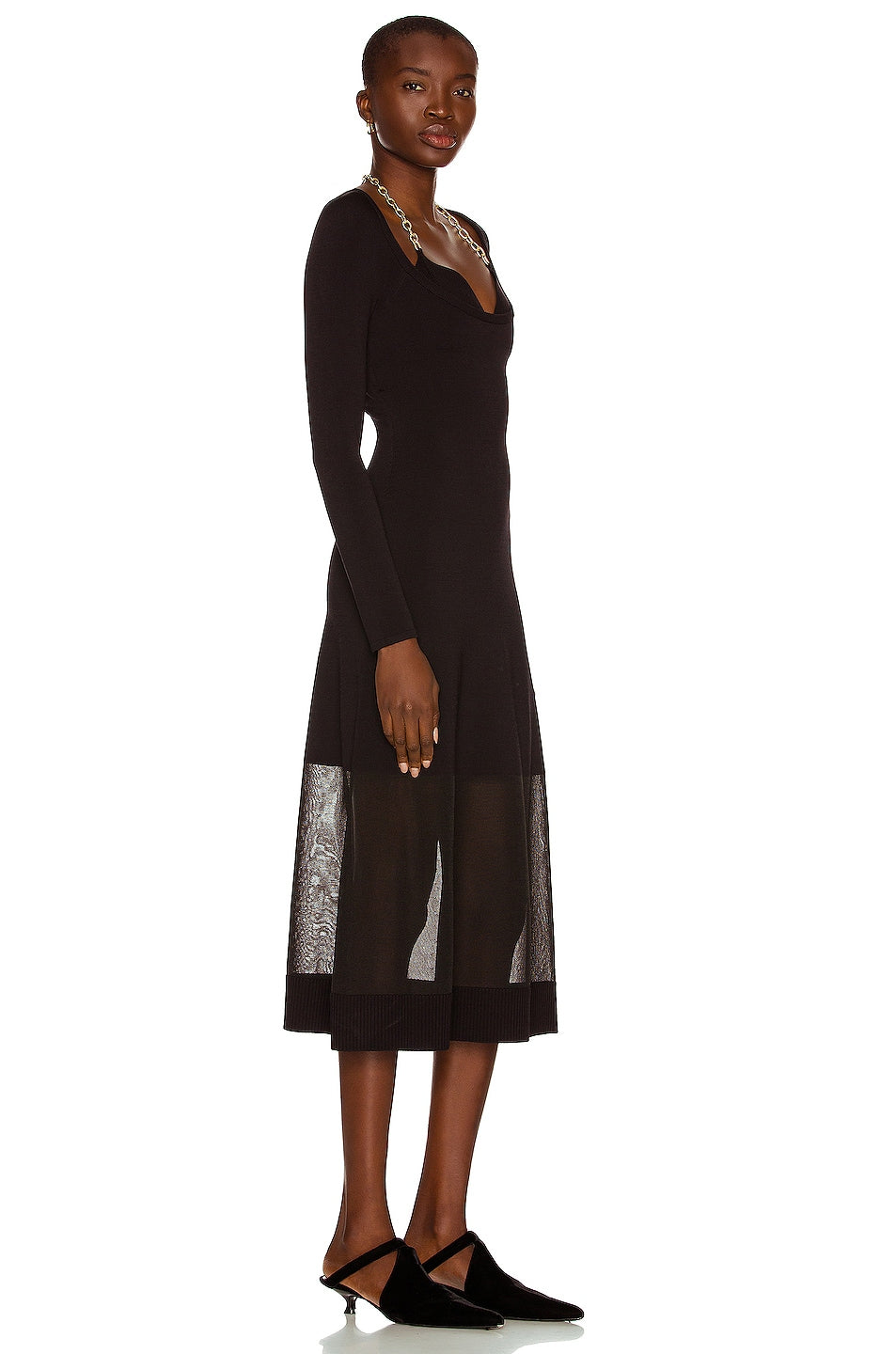 SIMKHAI Aaliyah Midi Dress in Black SIZE X-SMALL
