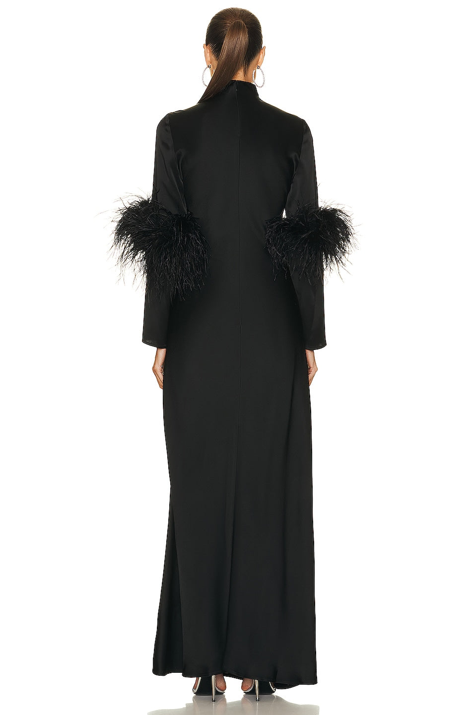 Lapointe Ostrich Feather Slit Maxi Dress in Black SIZE 2 -new no tags