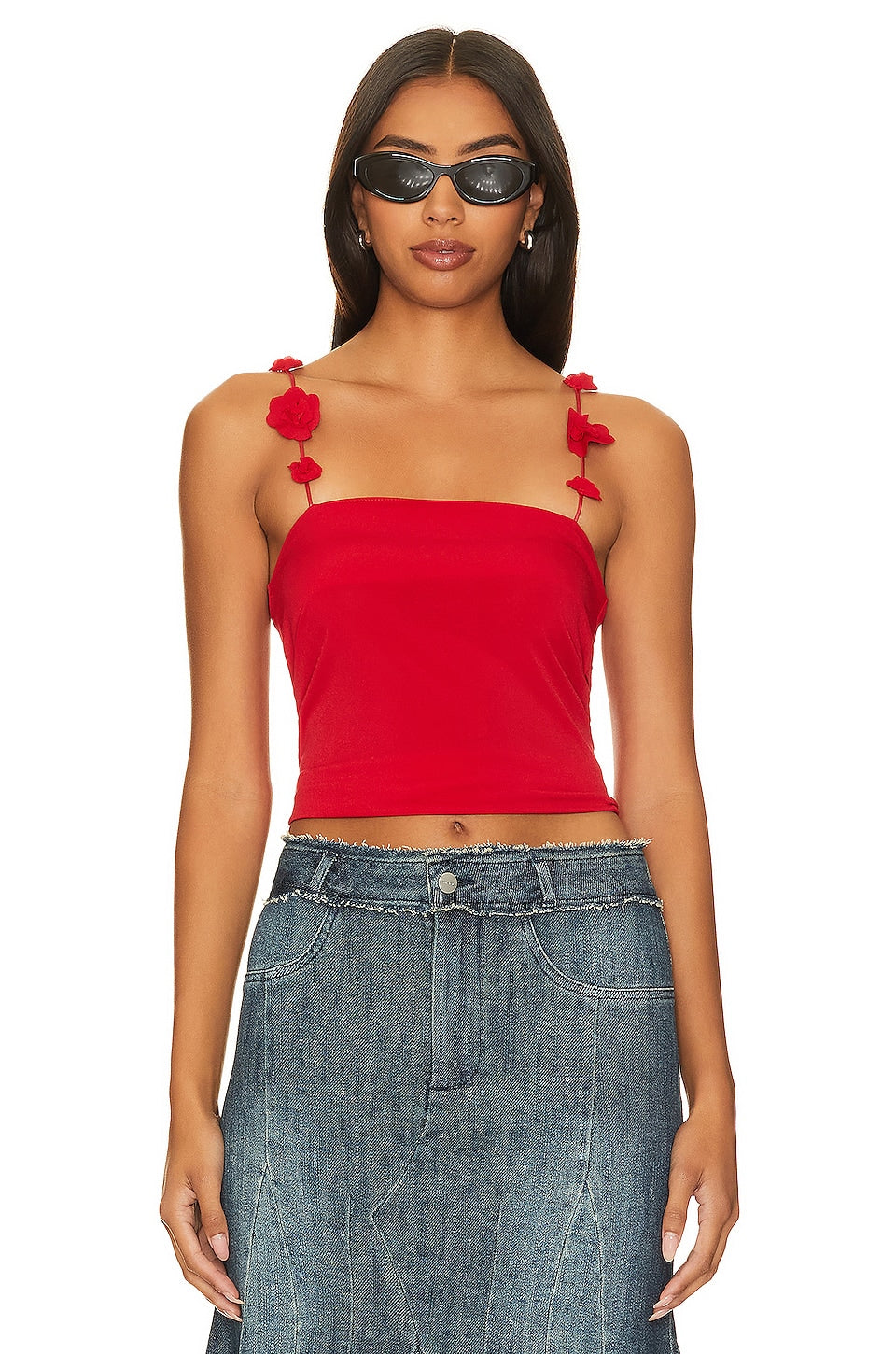 Musier Paris Nuovo Top With Flower Straps in Red Size 36