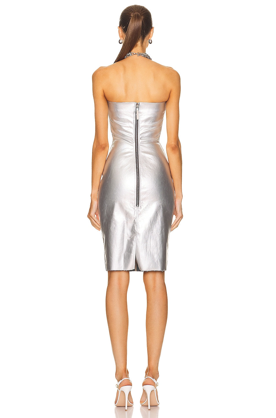 Rick Owens Denim Bustier Mini Dress in Aluminum