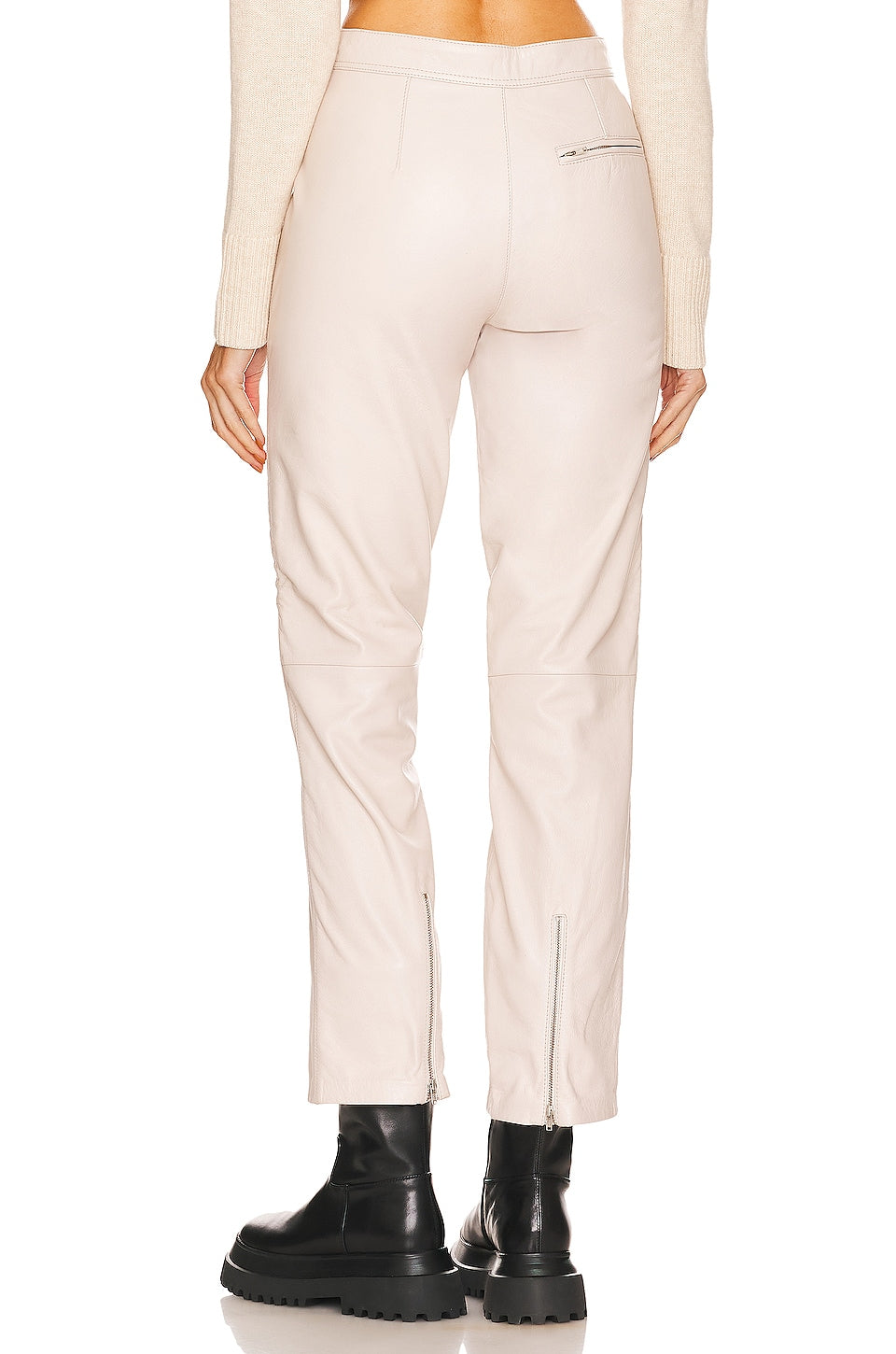 L'Academie Rue Leather Pant in Bone Ivory