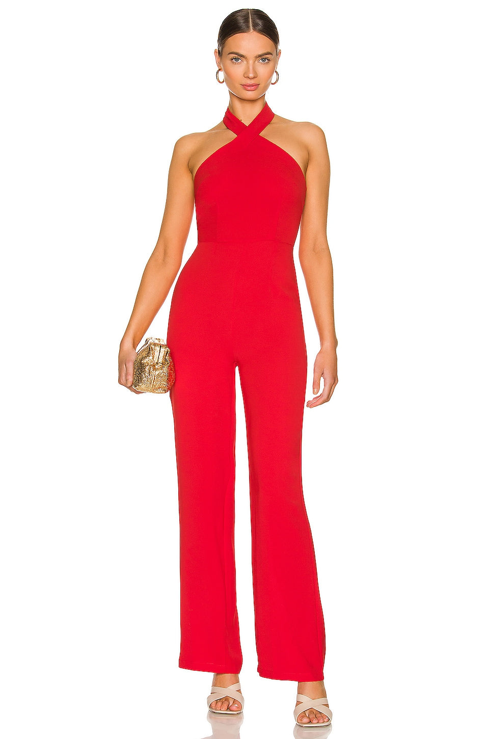 Superdown Laurien Cross Front Jumpsuit in Red Size Small