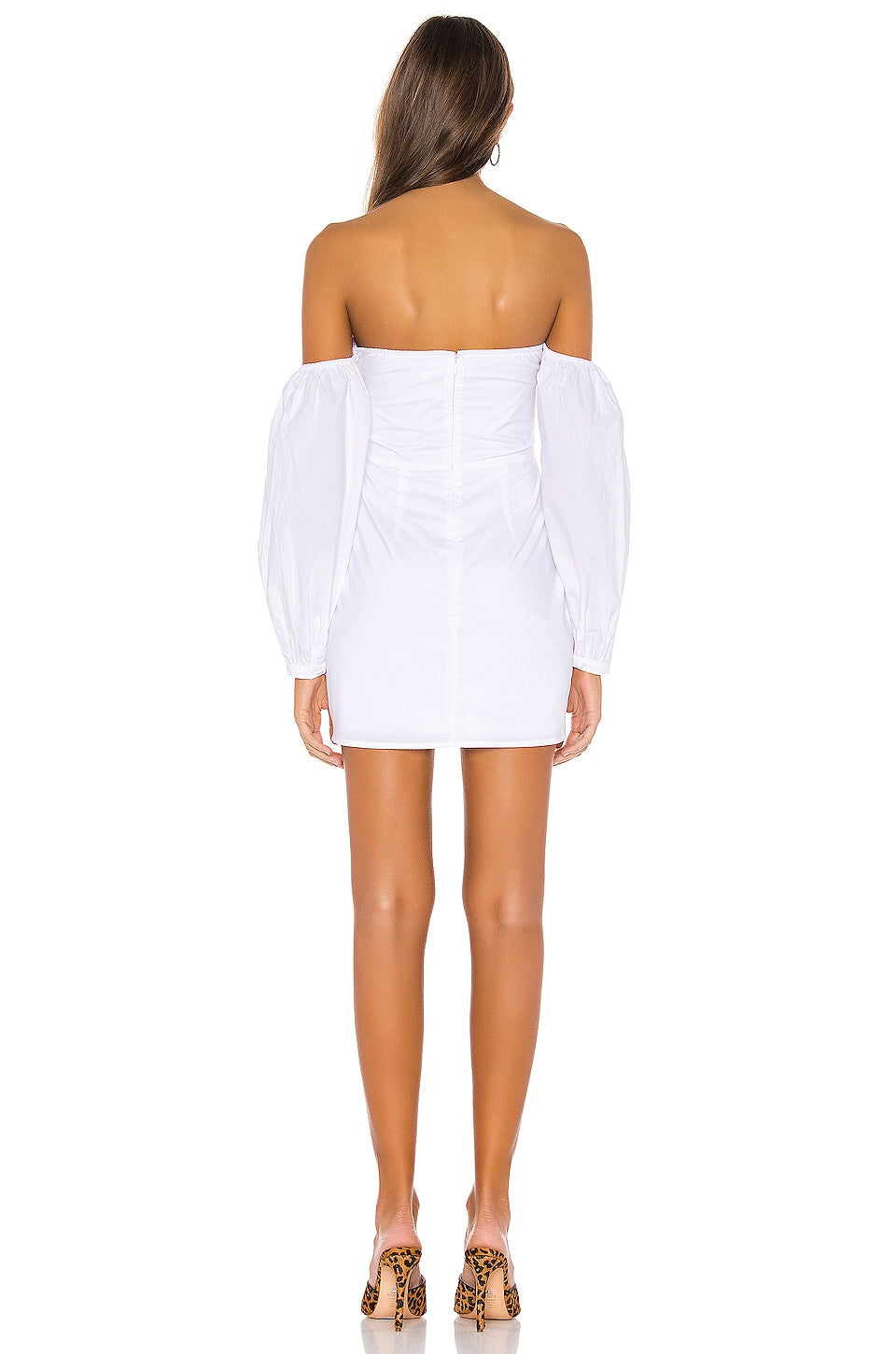 superdown Flynn Ruched Sleeve Dress in White SIZE SMALL