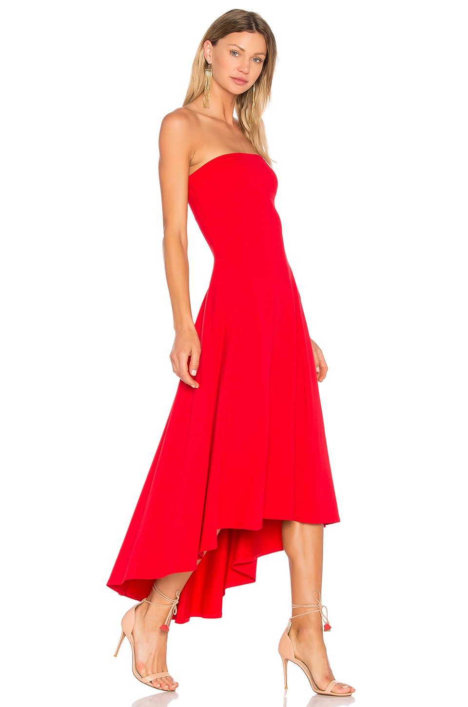 Susana Monaco Strapless Hi Low Dress in Perfect Red SIZE X-SMALL