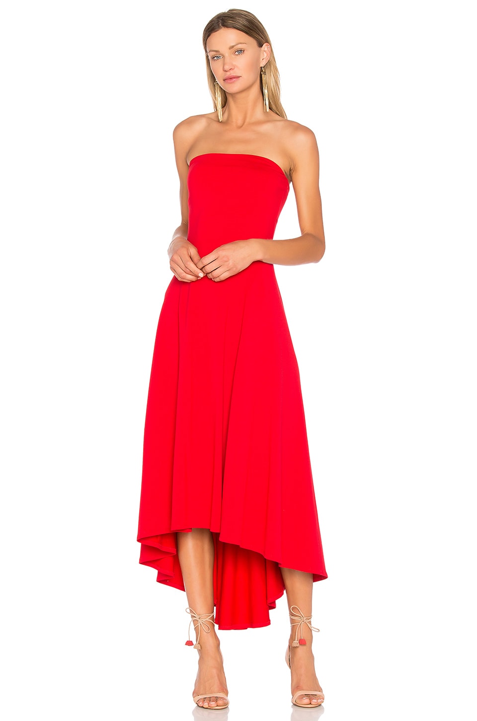 Susana Monaco Strapless Hi Low Dress in Perfect Red SIZE X-SMALL