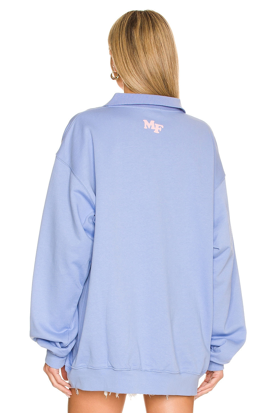 THE MAYFAIR GROUP Be Nice Collared Sweatshirt In Blue SIZE S/M