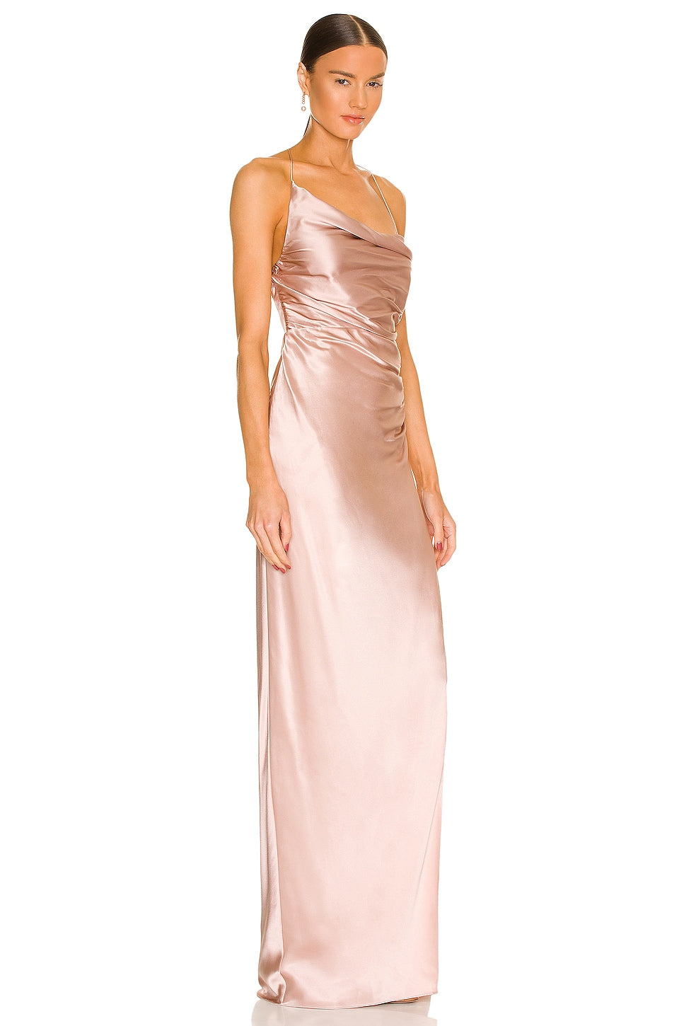 The Sei Twist Cowl Ruched Gown in Shell SIZE 6