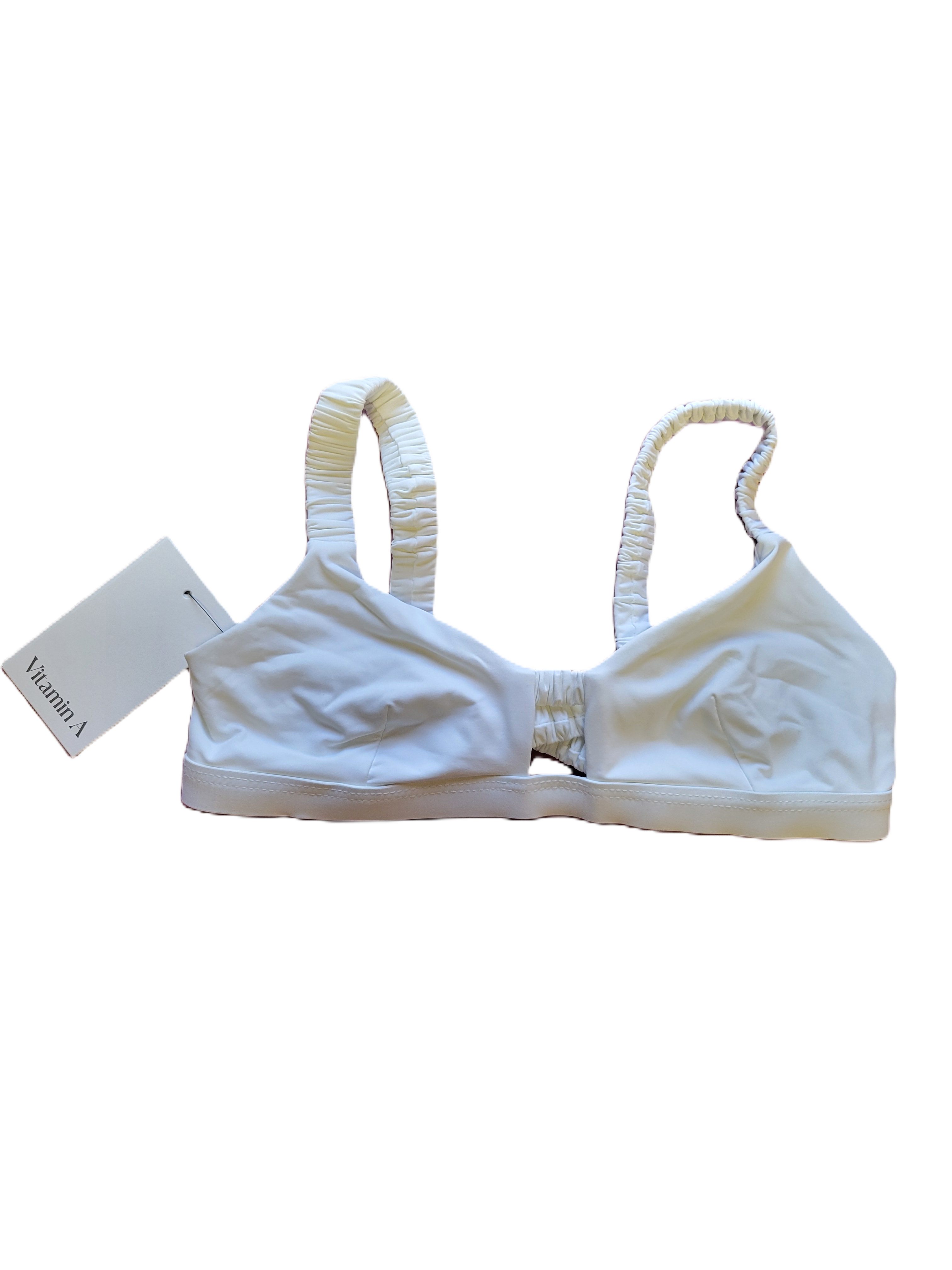 vitamin A Lennon Bikini Top in White EcoLux Women's Size Small