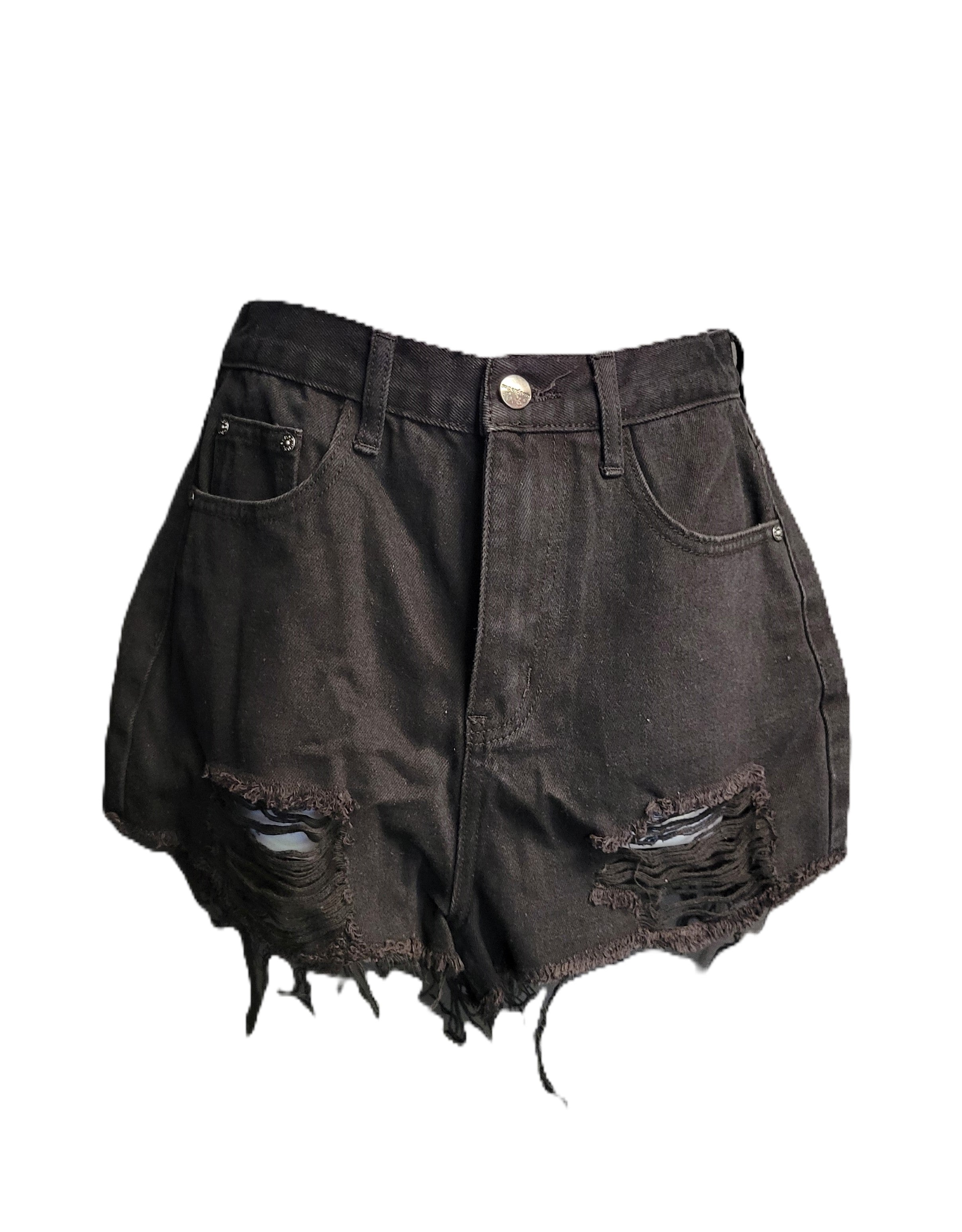 superdown Simi Distressed Denim Short in Black Size 25