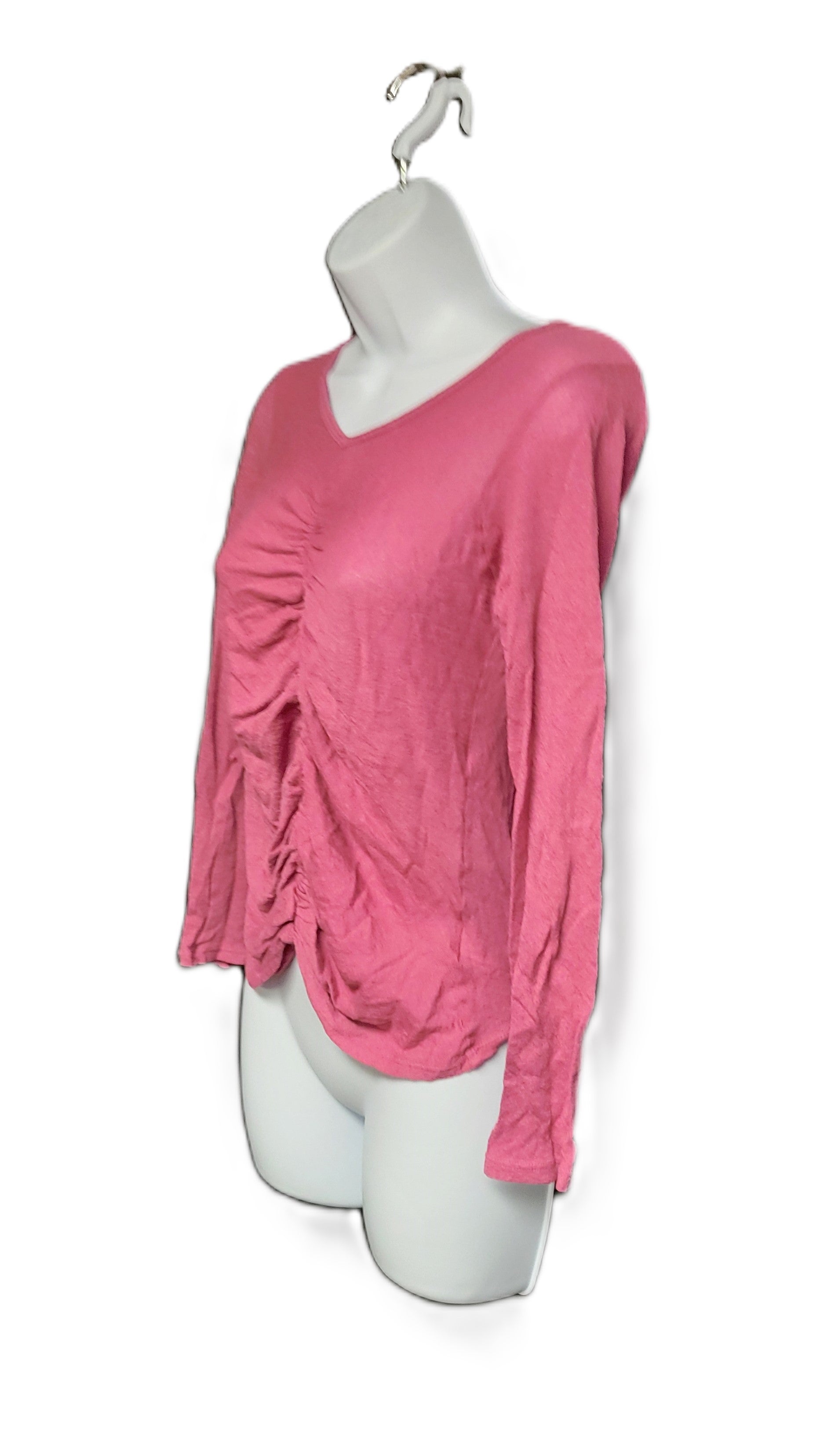 SUNDRY V Neck Ruched Top in Mulberry Size 1/S