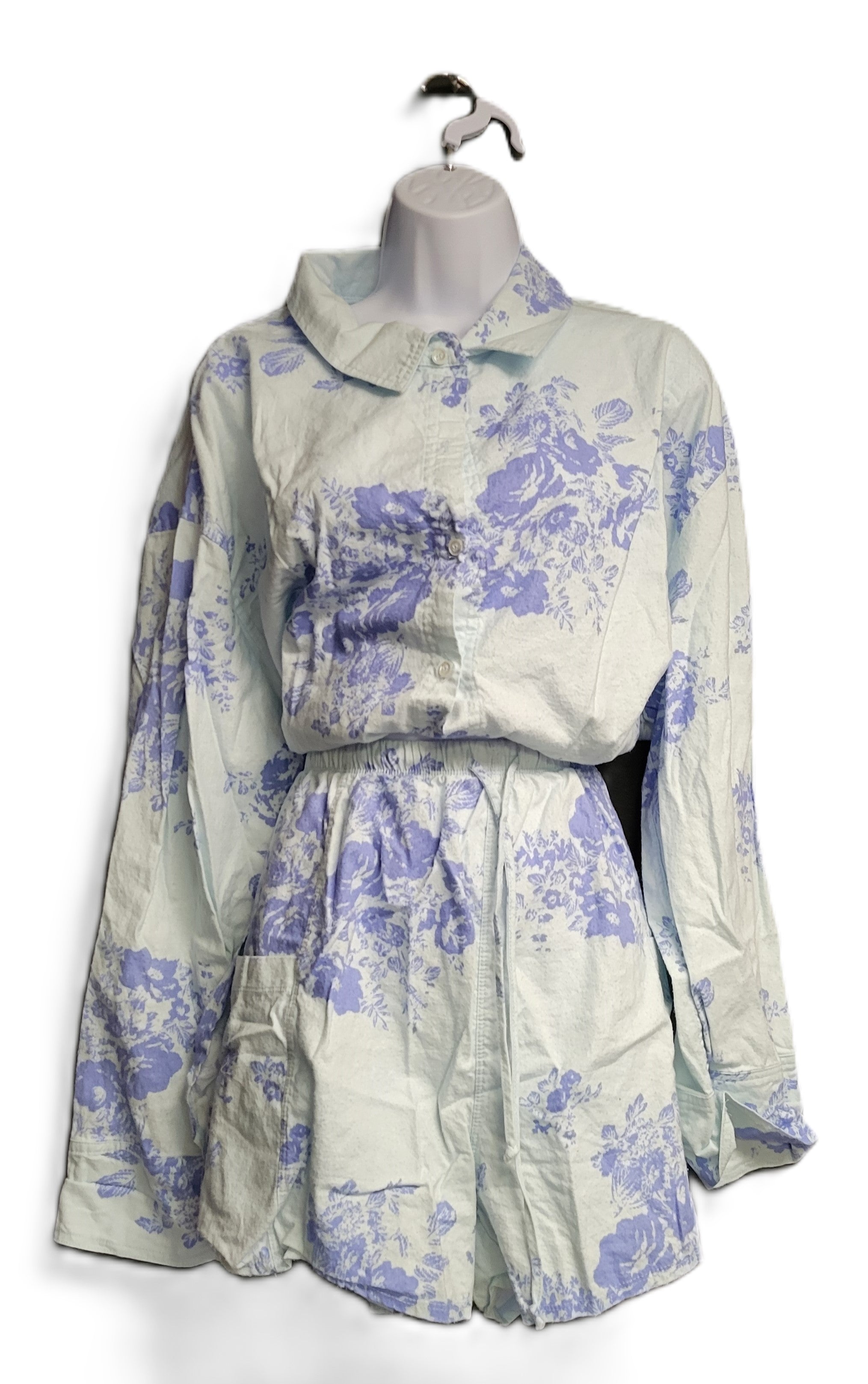 Free People Early Morning Sleep Set in Chambray Combo Size X-Large