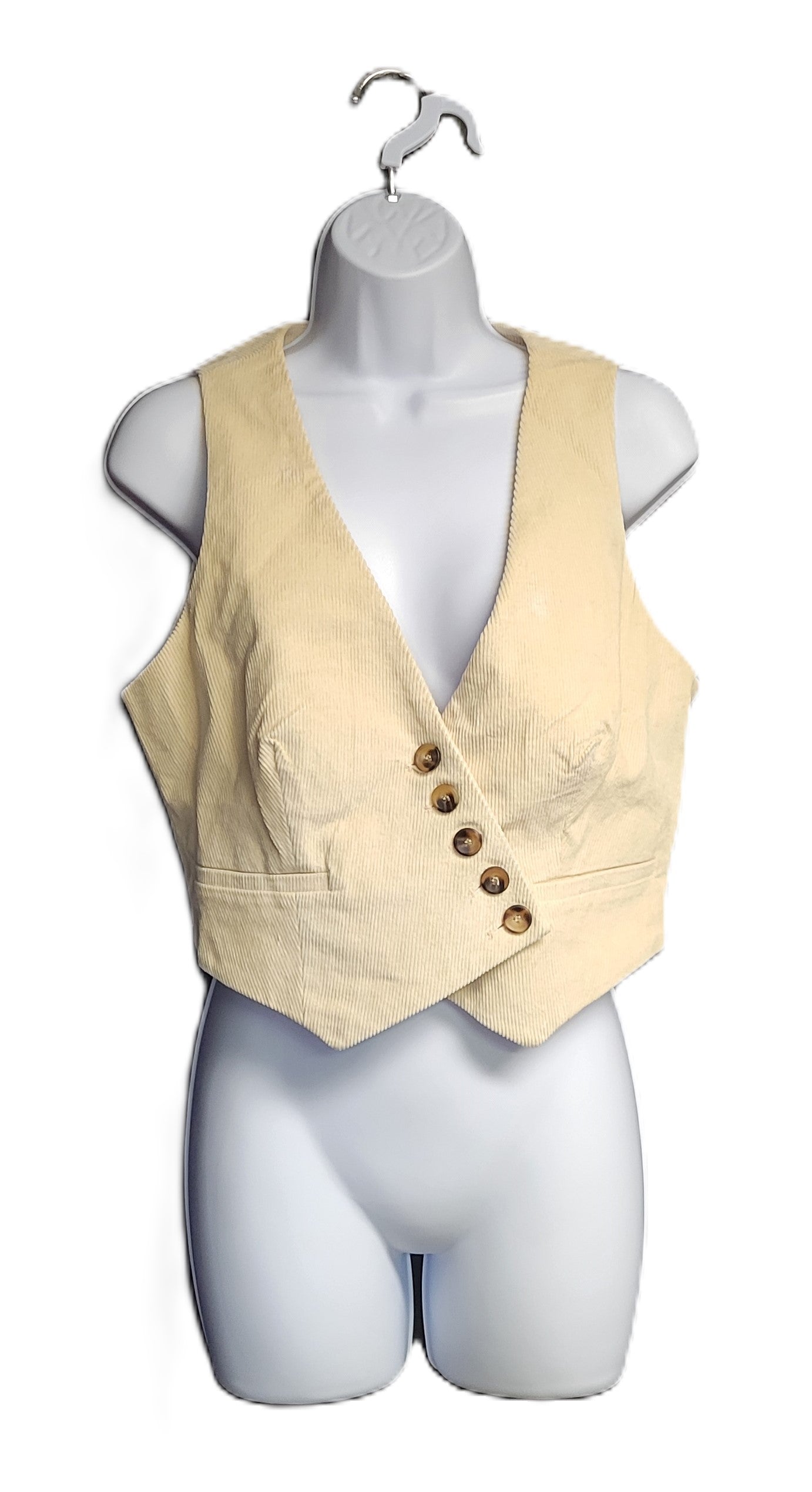 MINKPINK Thea Cord Waistcoat in Cream Size Medium