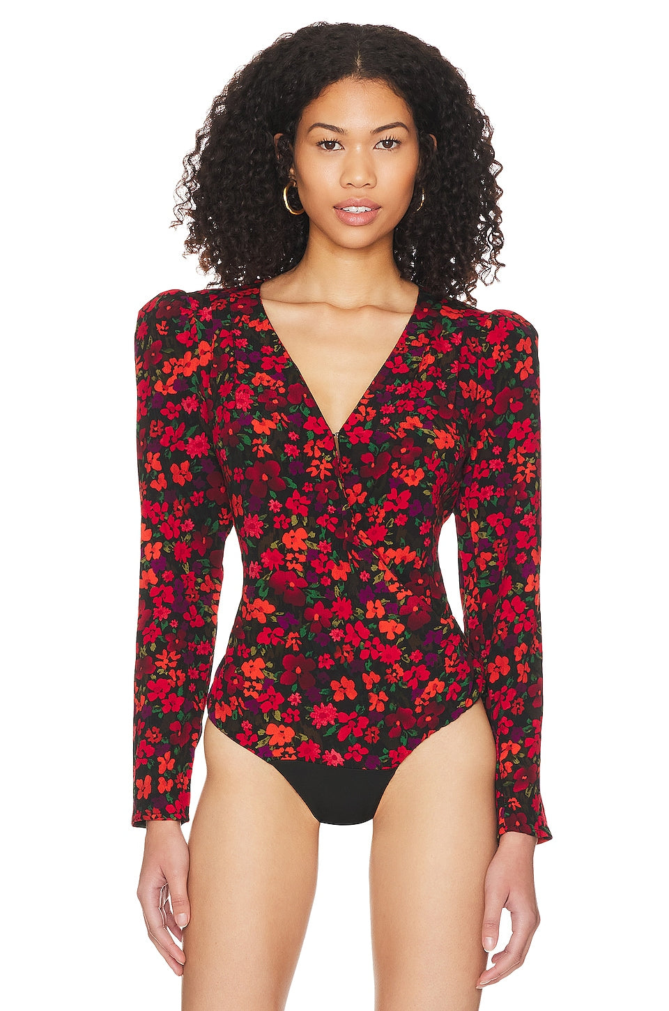 ASTR the Label Bartlett Bodysuit in Red Orange Multi Size Small