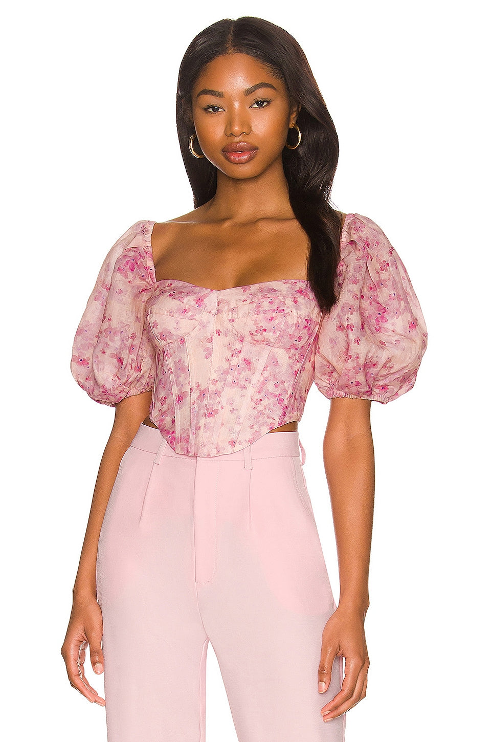 Bardot Kiah Corset Top in Pink Floral Size 6