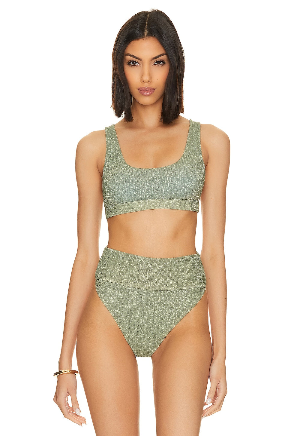 BEACH RIOT Peyton Bikini Top in Beryl Green Size Large
