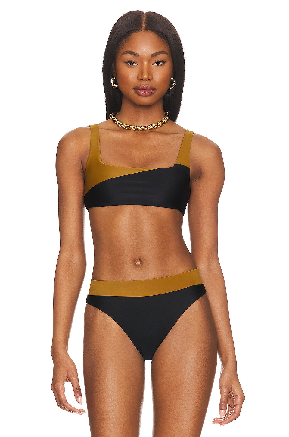 Camila Coelho Santos Top in Black & Tan Size X-Small