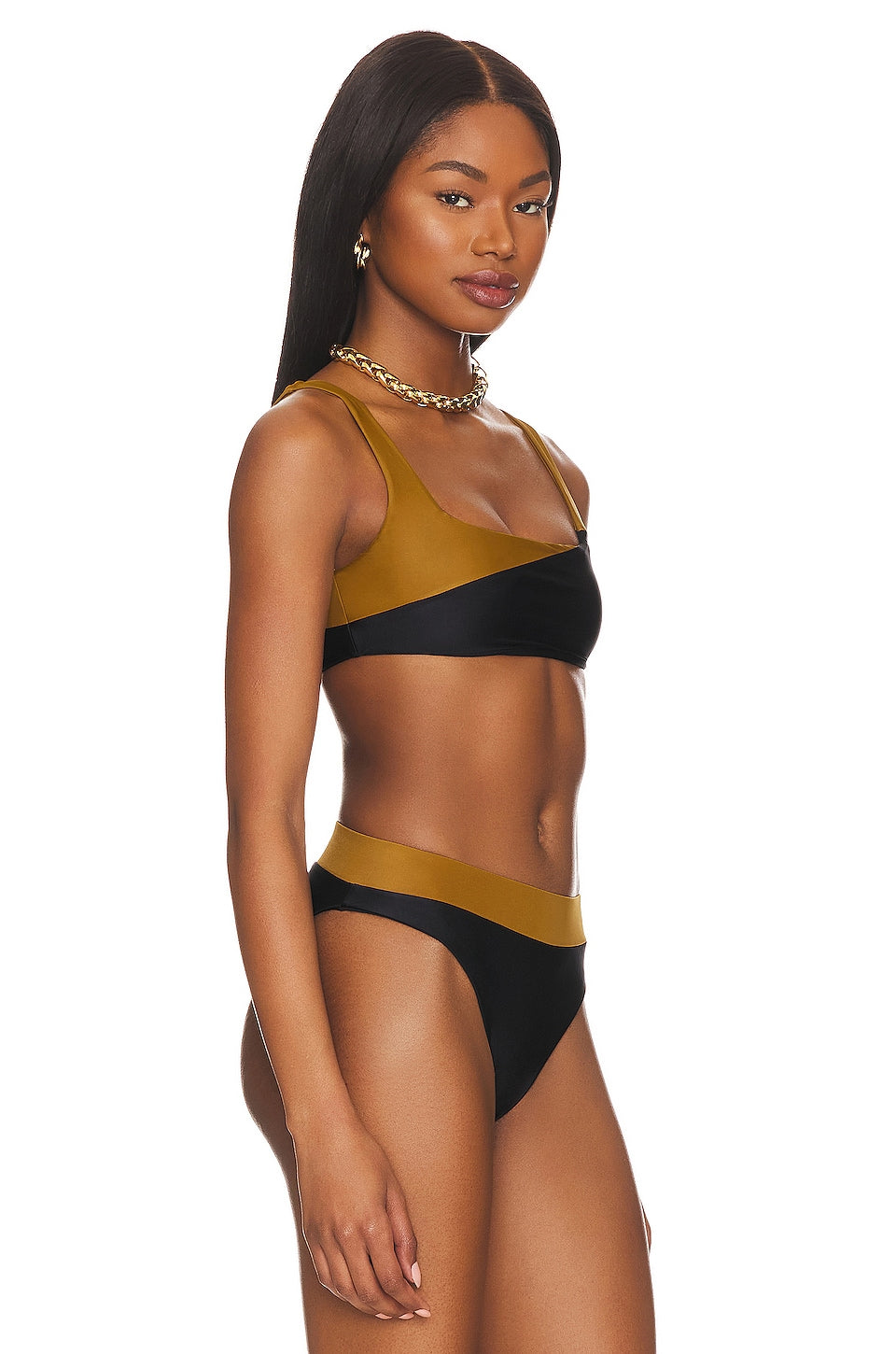 Camila Coelho Santos Top in Black & Tan Size X-Small
