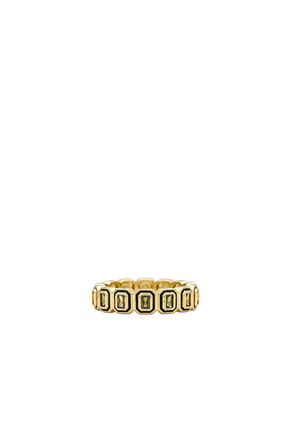 Luv AJ Bezel Ballier Ring in Black & Gold Size 6