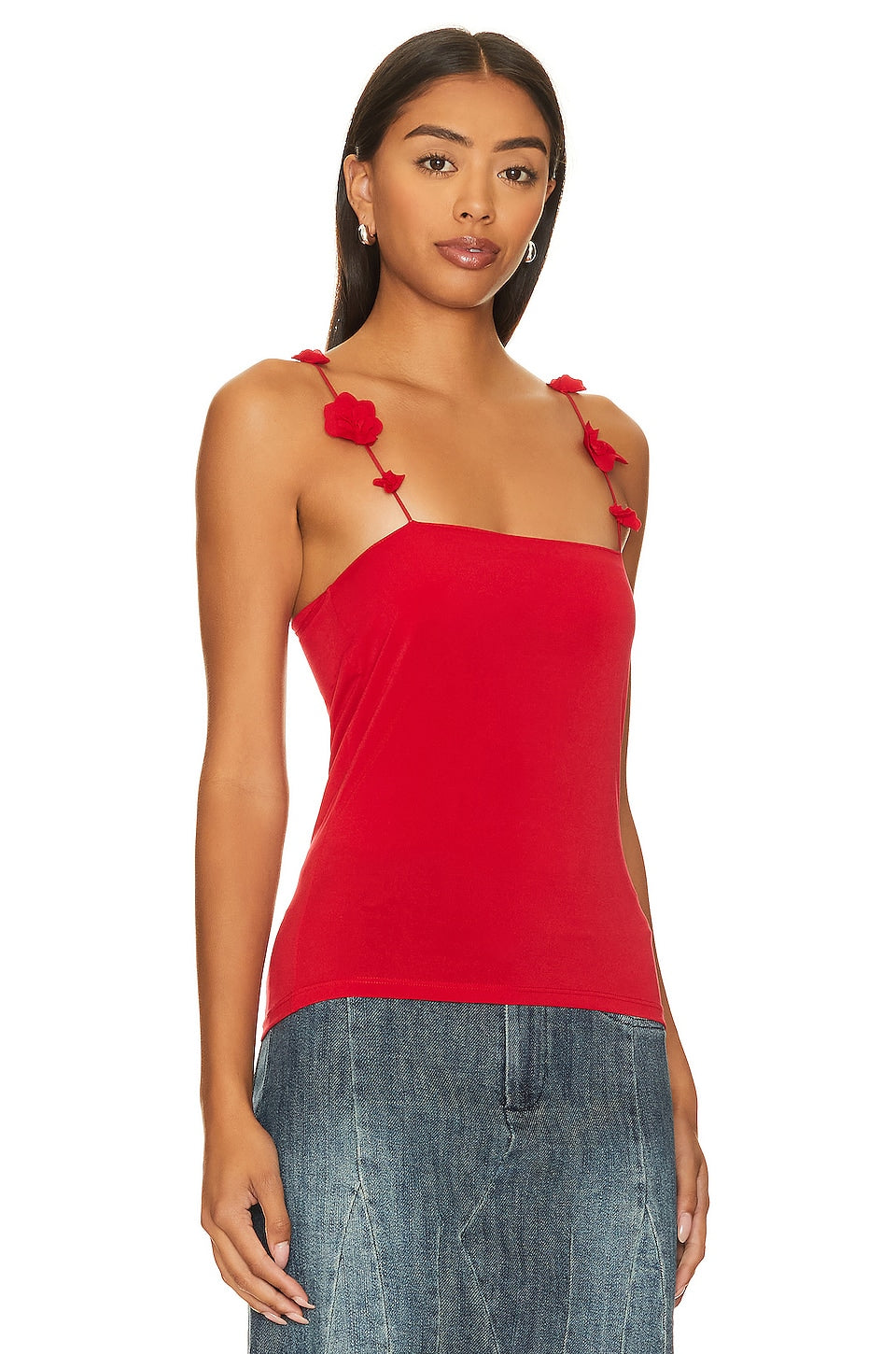 Musier Paris Nuovo Top With Flower Straps in Red Size 36
