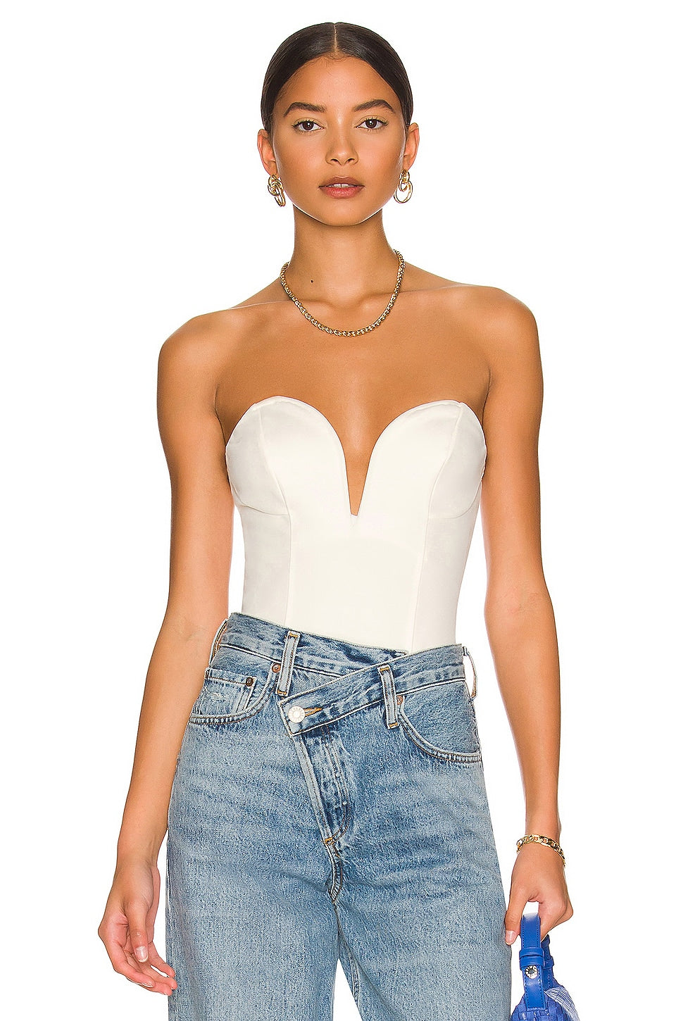 superdown Gianna Sweetheart Bodysuit in White