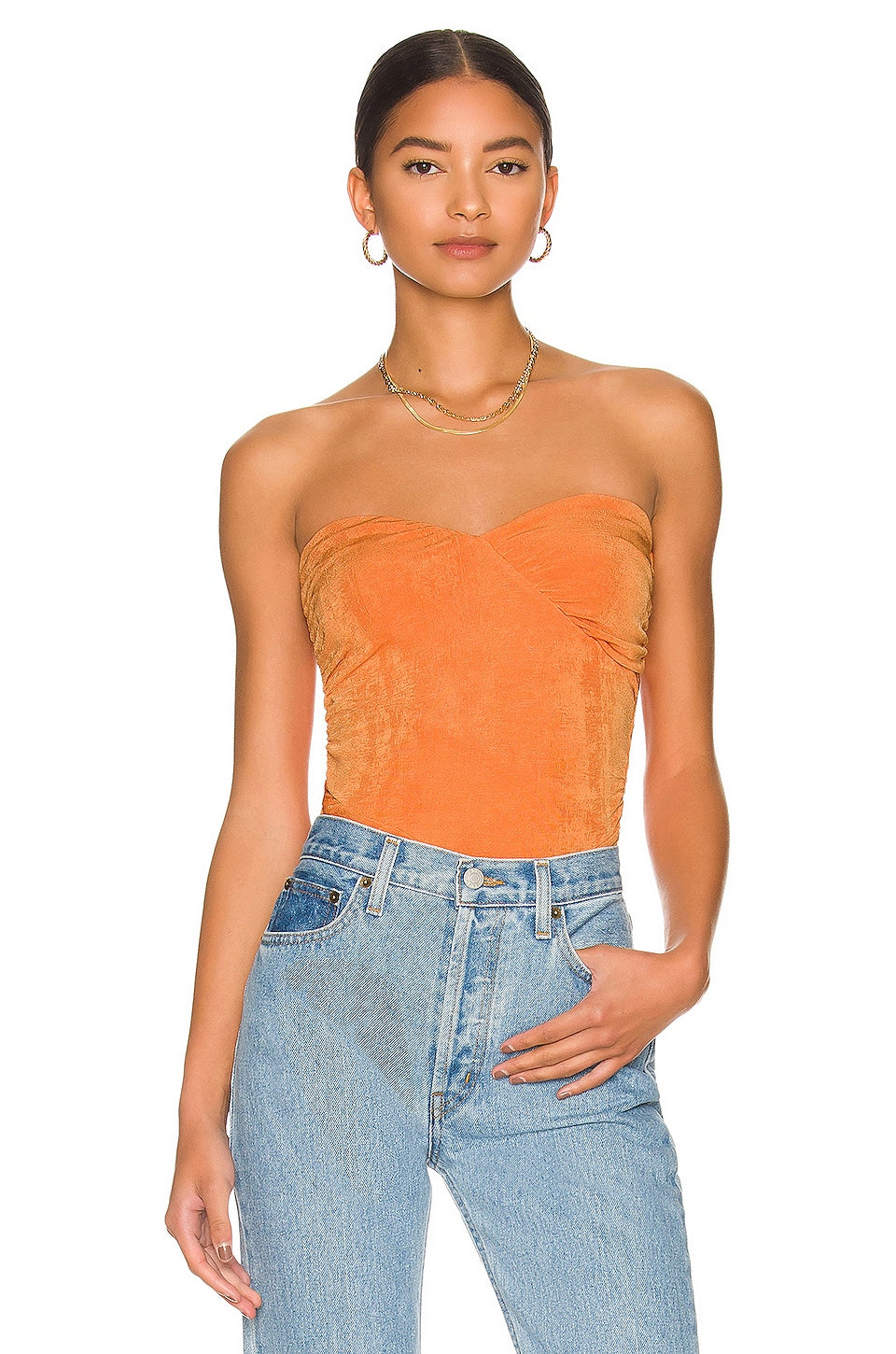 superdown Marcella Wrap Bustier Top in Orange SIZE SMALL