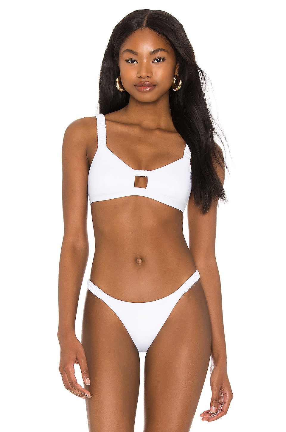 vitamin A Lennon Bikini Top in White EcoLux Women's Size Small
